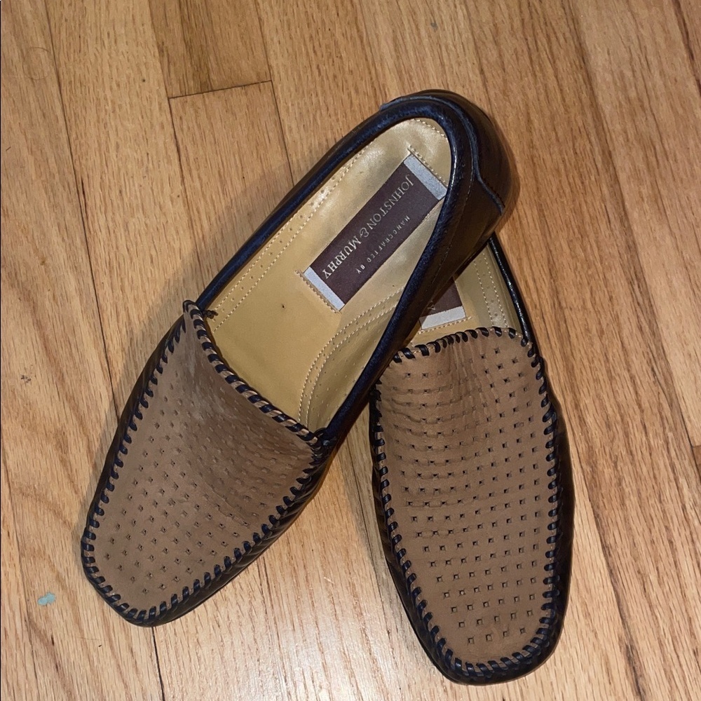 Johnston & Murphy Tan Perforated Loafers